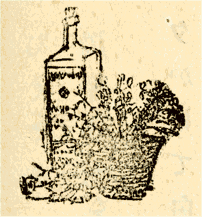酒罎と鉢植えの図