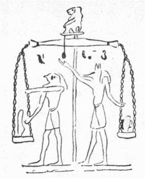 「第８図　古エジプト土人死後の裁判」のキャプション付きの図