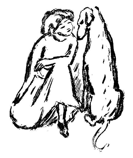 女性と犬の挿絵