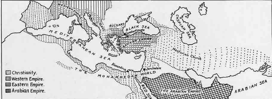 「第35図　７世紀始めにおけるギリシア—ローマの世界」のキャプション付きの図