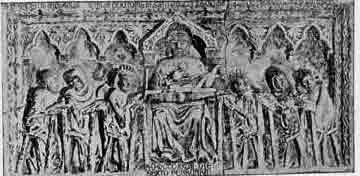 「第48図 中世のボローニャにおける医学の講義(医師 Michele Bertalia の墓より、1328)」のキャプション付きの図