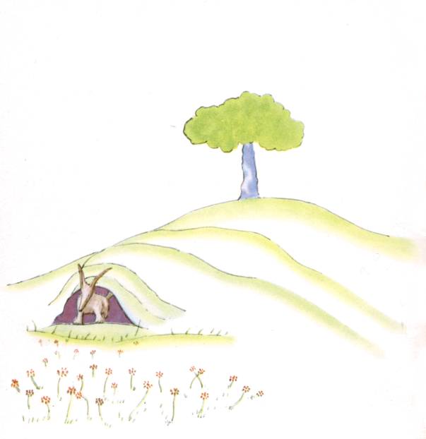 「〈そうだね、きみがごごの4じに来るなら、3じにはもう、おいら、うきうきしてくる。〉」のキャプション付きの挿絵